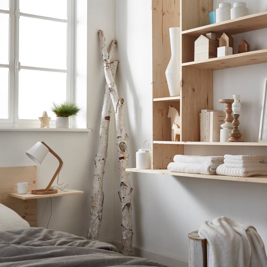 Une Chambre En Blanc Et Bois Pour Un Décor Nature Leroy Merlin