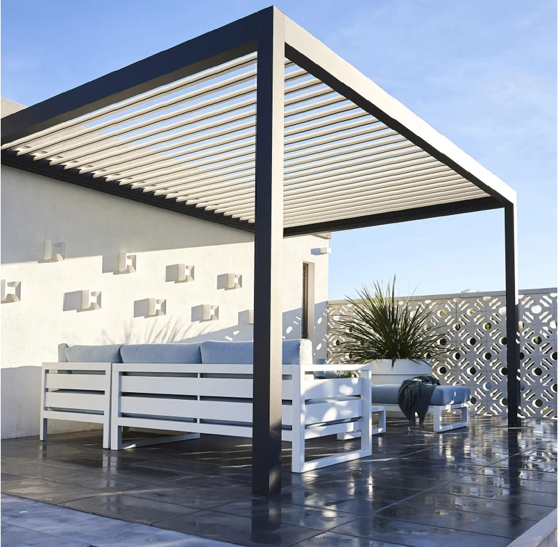Pergola Adossee Caleta Aluminium Gris Anthracite 12 M