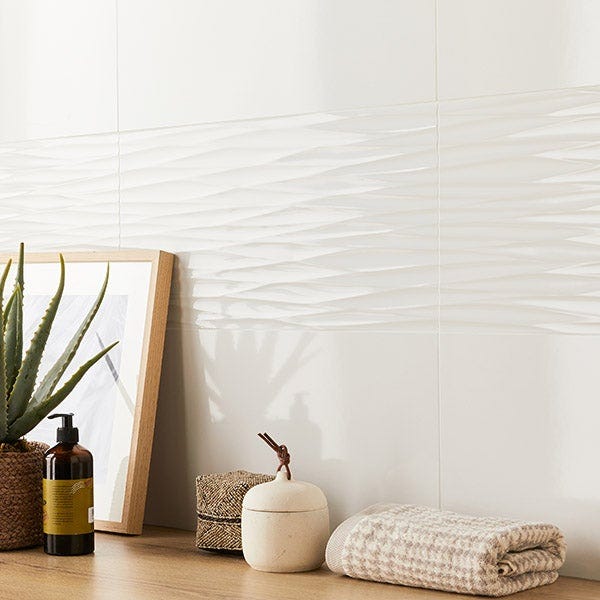 carrelage mur intenso uni blanc brillante l 30 x l 60 cm arctic artens leroy merlin